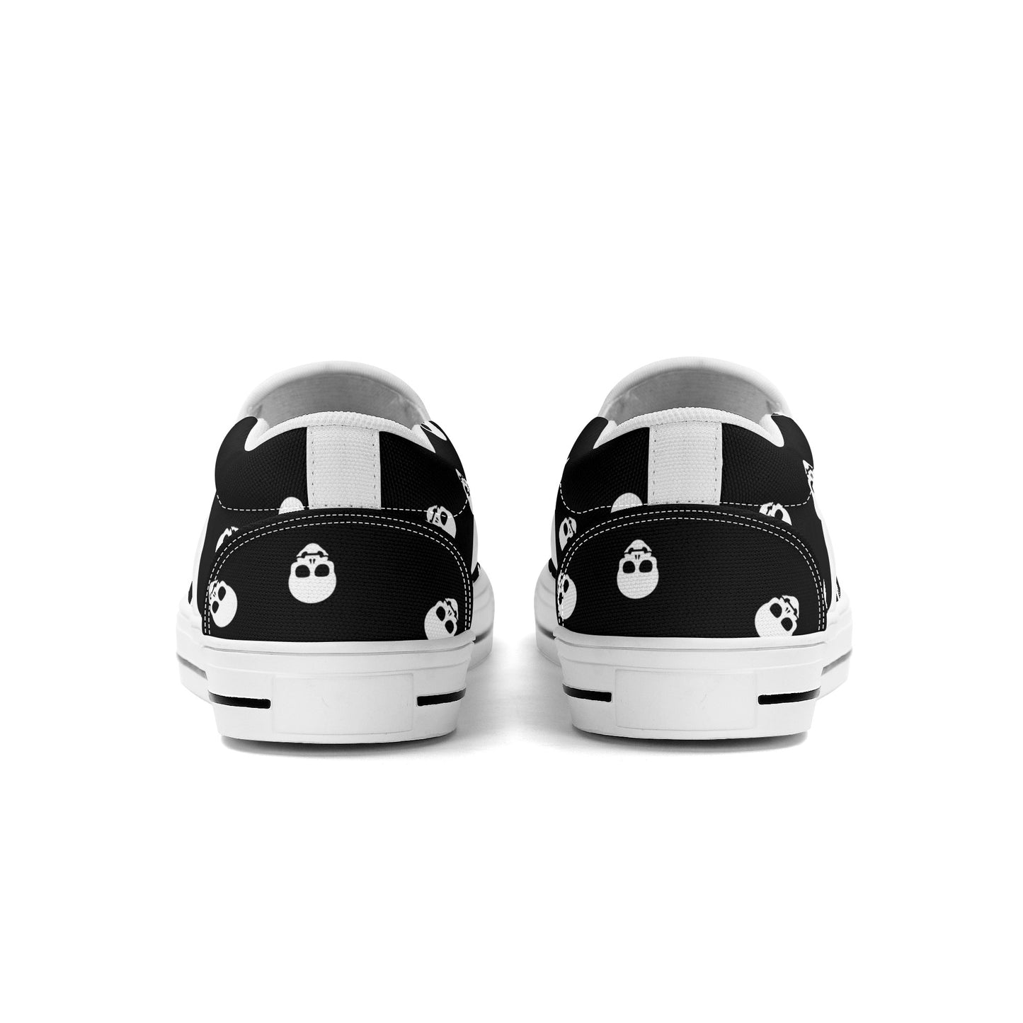 Skull-Stompin' Black Canvas Slip-On Sneakers