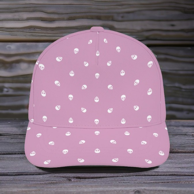 Fondant Pink with White Skulls Baseball Cap