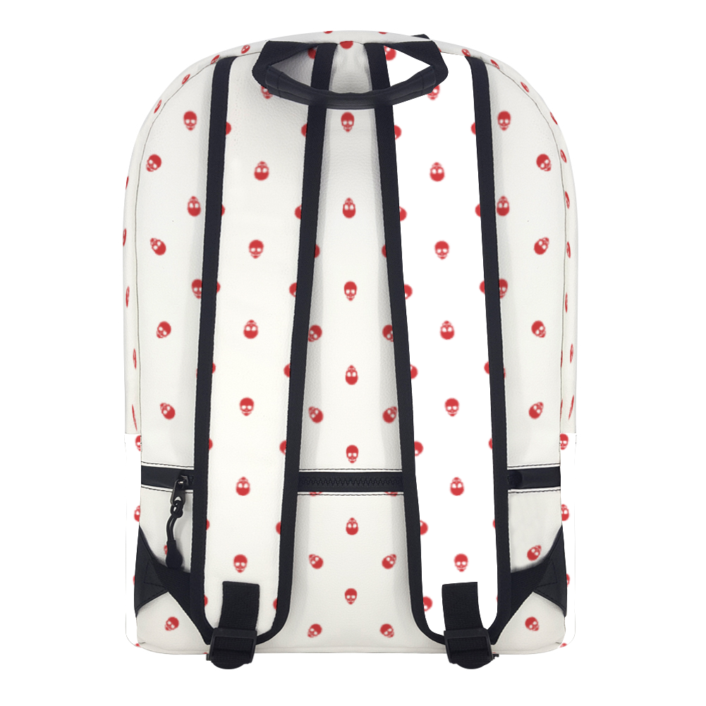 Backpack in White with Luscious Red Skull Pattern