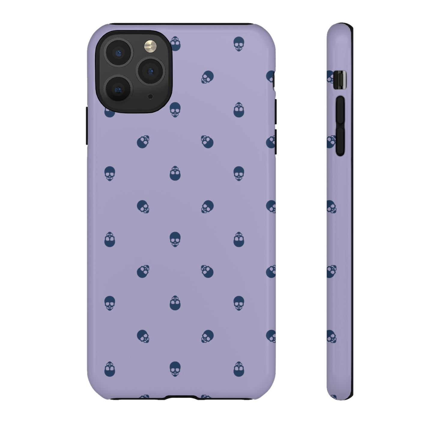 Tough Cases for Iphone, Samsung, Pixel - Lazuli Blue Skulls Pattern on Digital Lavender