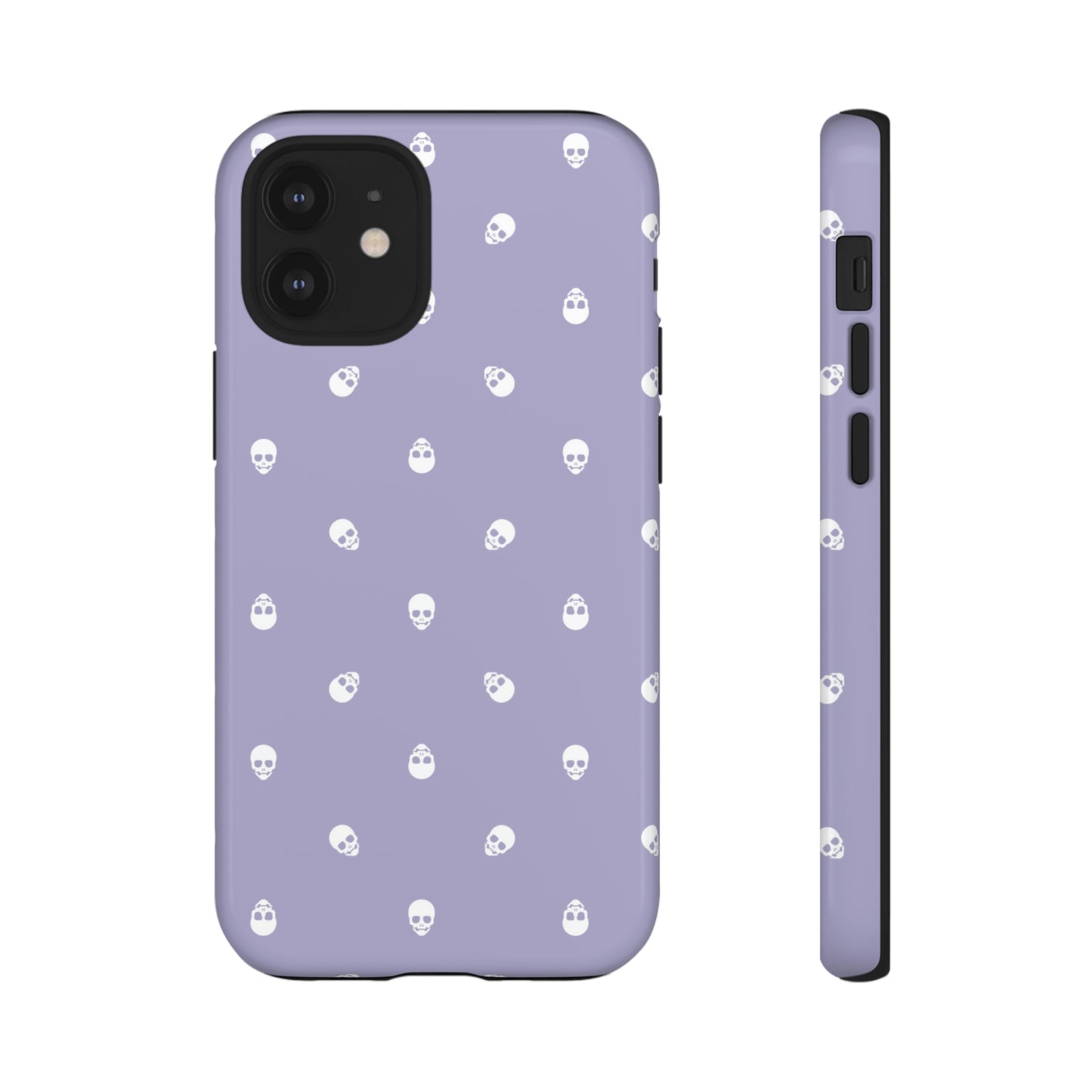 Tough Cases for Iphone, Samsung, Pixel - White Skulls Pattern on Digital Lavender