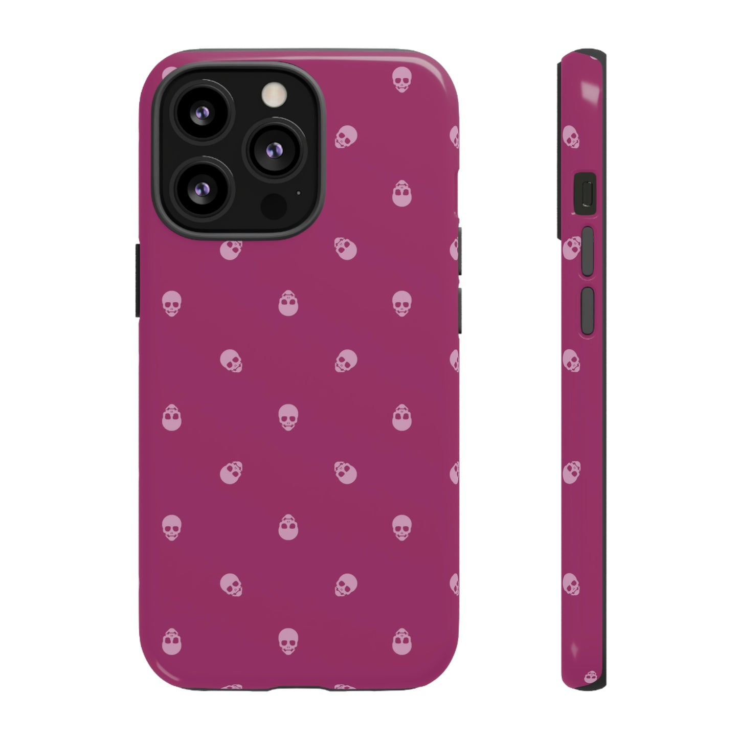 Tough Cases for Iphone, Samsung, Pixel - Fondant Pink Skulls Pattern on Orchid Flower