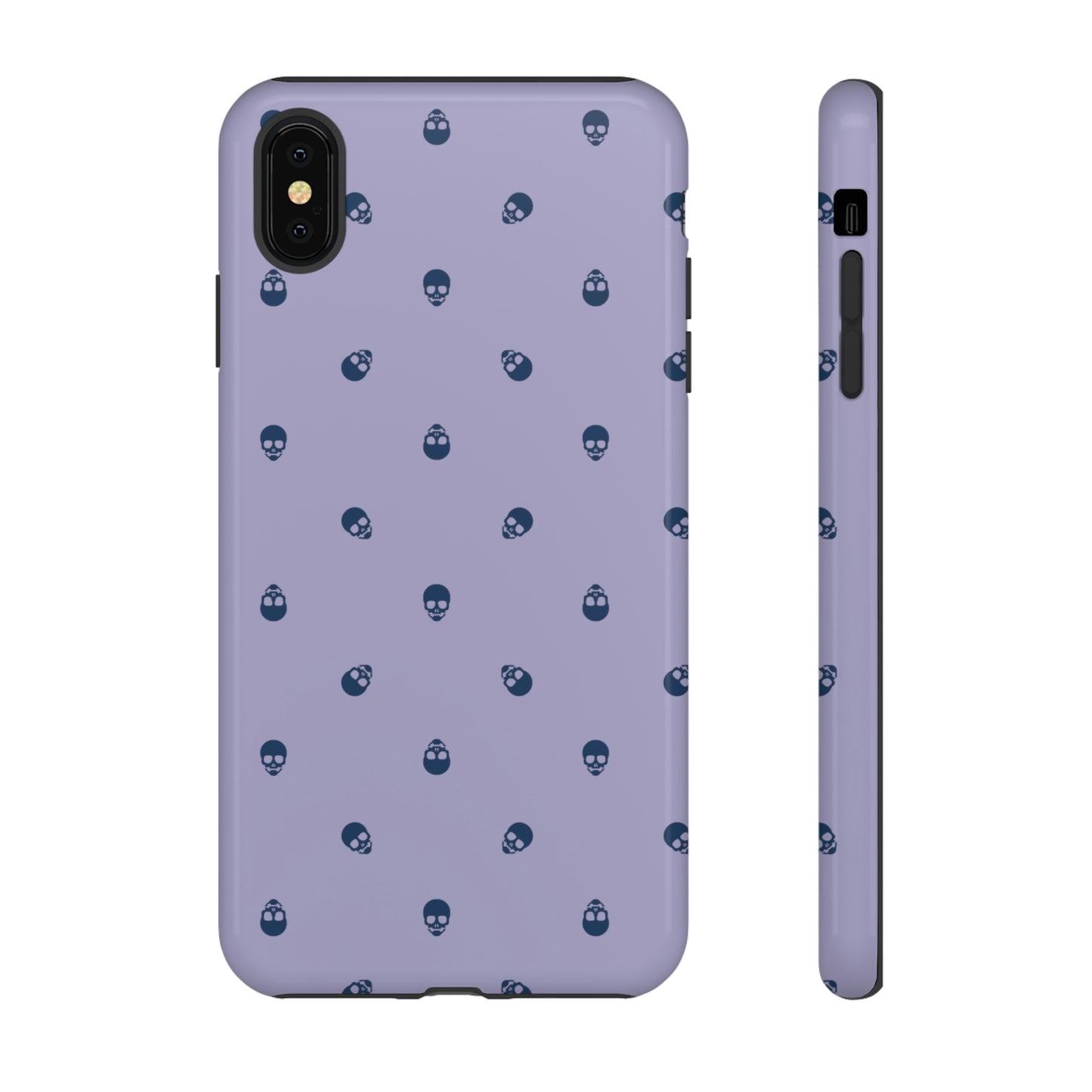 Tough Cases for Iphone, Samsung, Pixel - Lazuli Blue Skulls Pattern on Digital Lavender