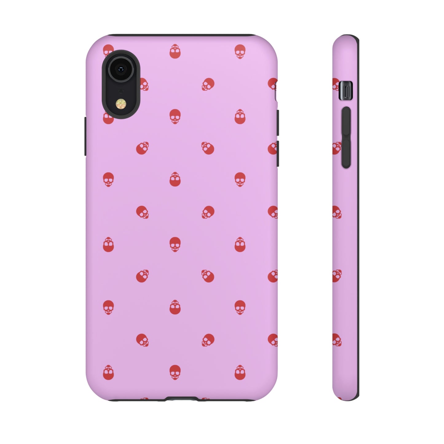 Tough Cases for Iphone, Samsung, Pixel - Luscious Red Skulls on Fondant Pink