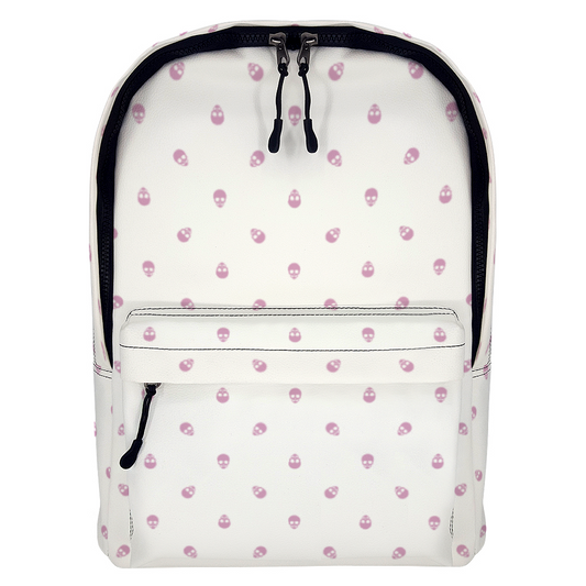 Backpack in White with Fondant Pink Skull Pattern