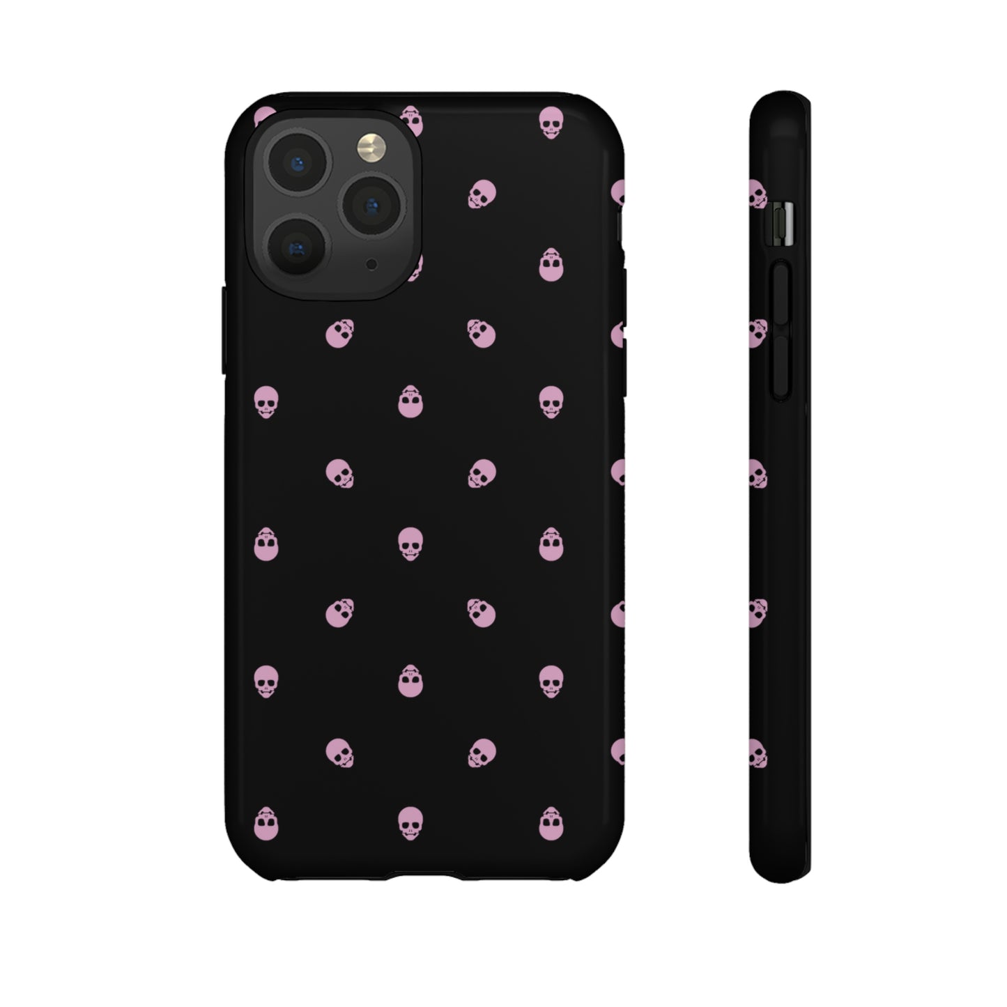 Tough Cases for Iphone, Samsung, Pixel - Fondant Pink Skulls Pattern on Black