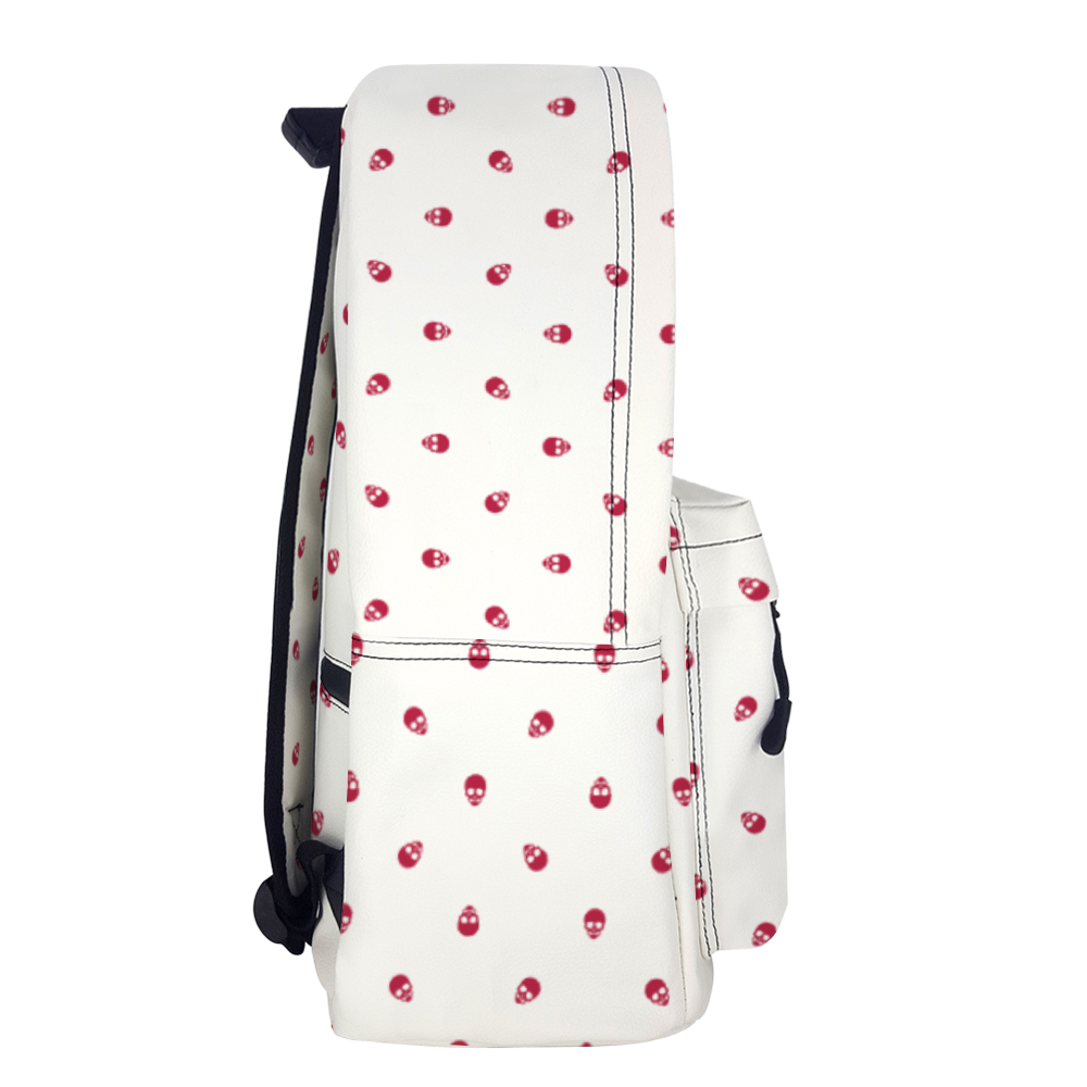 Backpack in White with Viva Magenta Skull Pattern