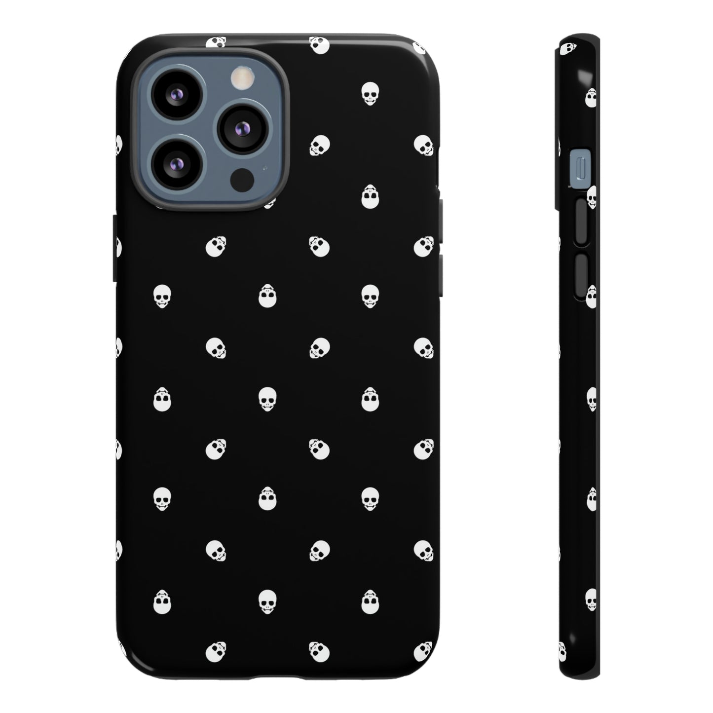 Tough Cases for Iphone, Samsung, Pixel - White Skulls on Black