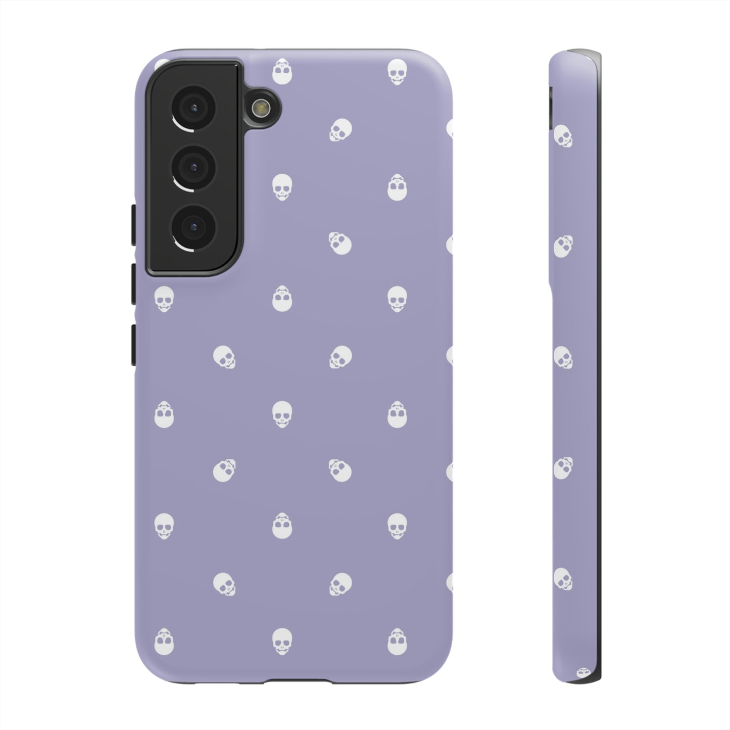 Tough Cases for Iphone, Samsung, Pixel - White Skulls Pattern on Digital Lavender