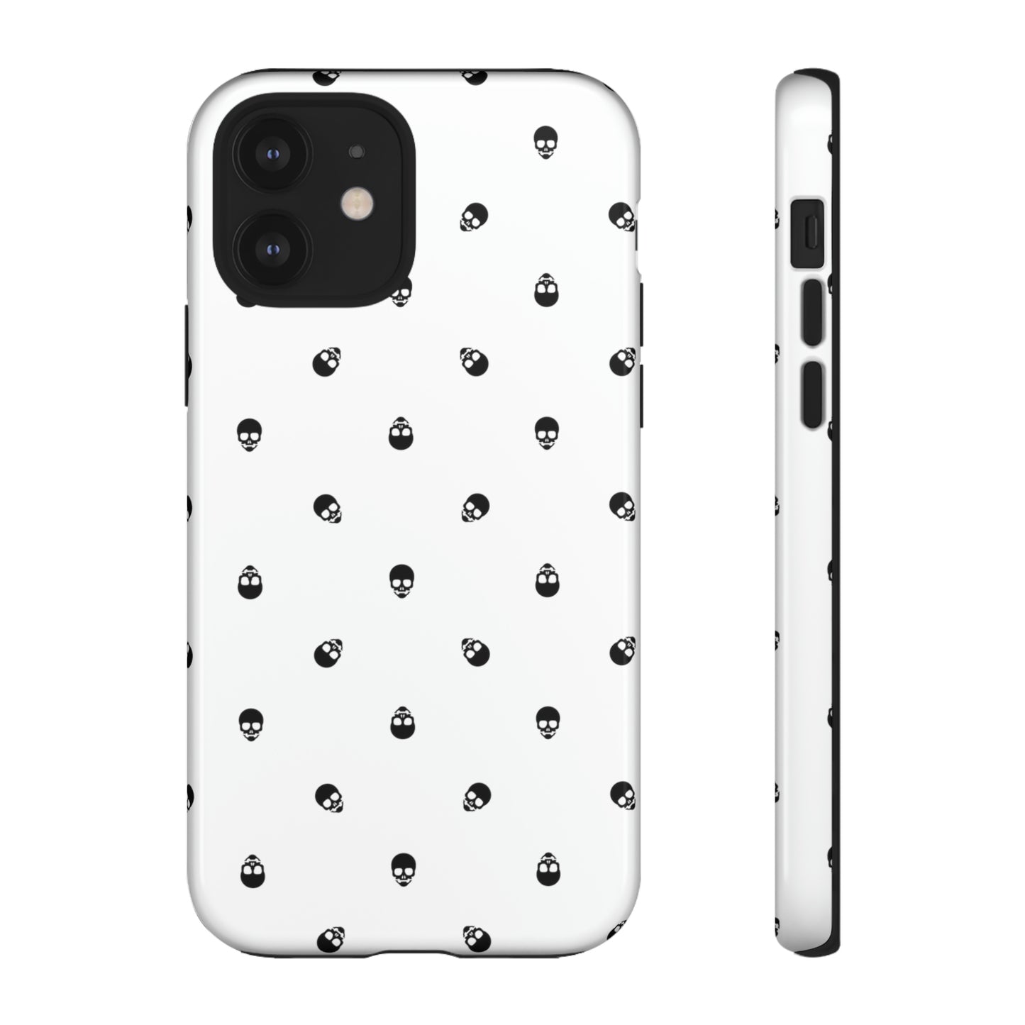 Tough Cases for Iphone, Samsung, Pixel - Black Skull Pattern on White