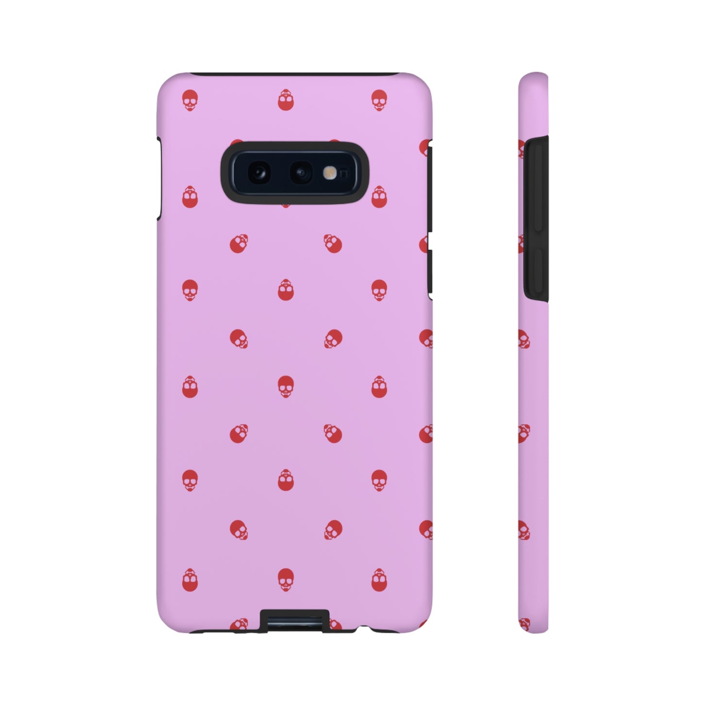 Tough Cases for Iphone, Samsung, Pixel - Luscious Red Skulls on Fondant Pink