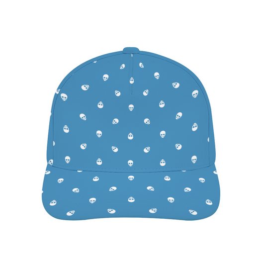 Tranquil Blue with White Skulls Baseball Cap