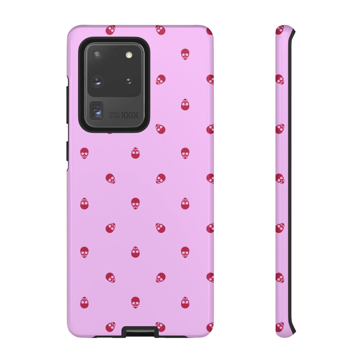 Tough Cases for Iphone, Samsung, Pixel - Viva Magenta Skulls Pattern on Fondant Pink