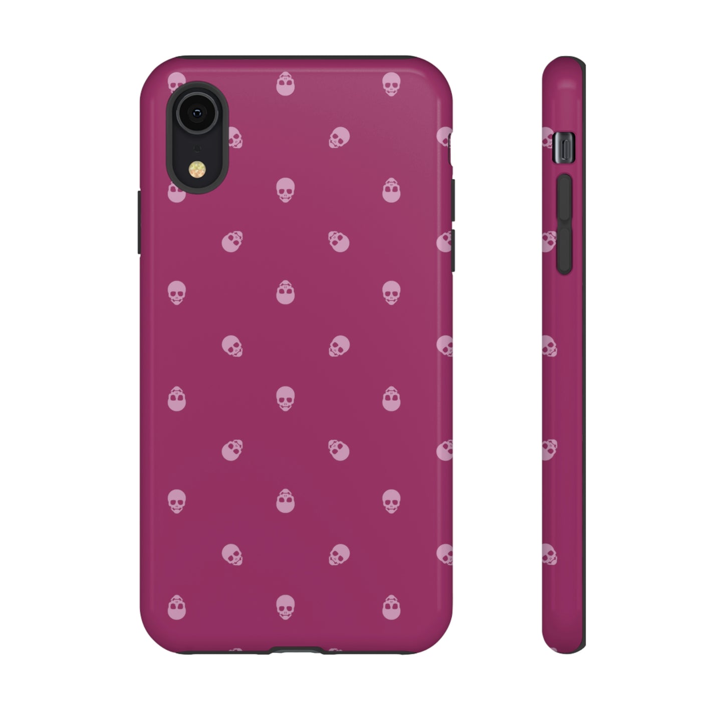 Tough Cases for Iphone, Samsung, Pixel - Fondant Pink Skulls Pattern on Orchid Flower