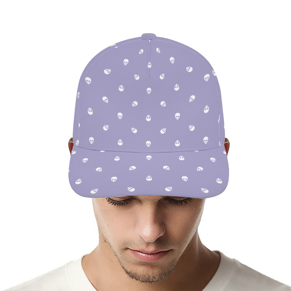 Digital Lavender with White Skulls Baseball Cap