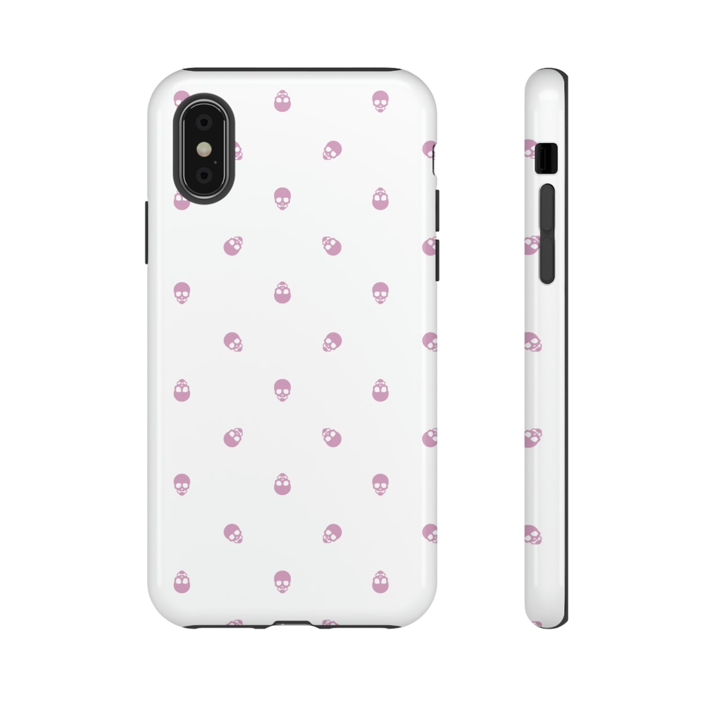 Tough Cases for Iphone, Samsung, Pixel - Fondant Pink Skull Pattern on White