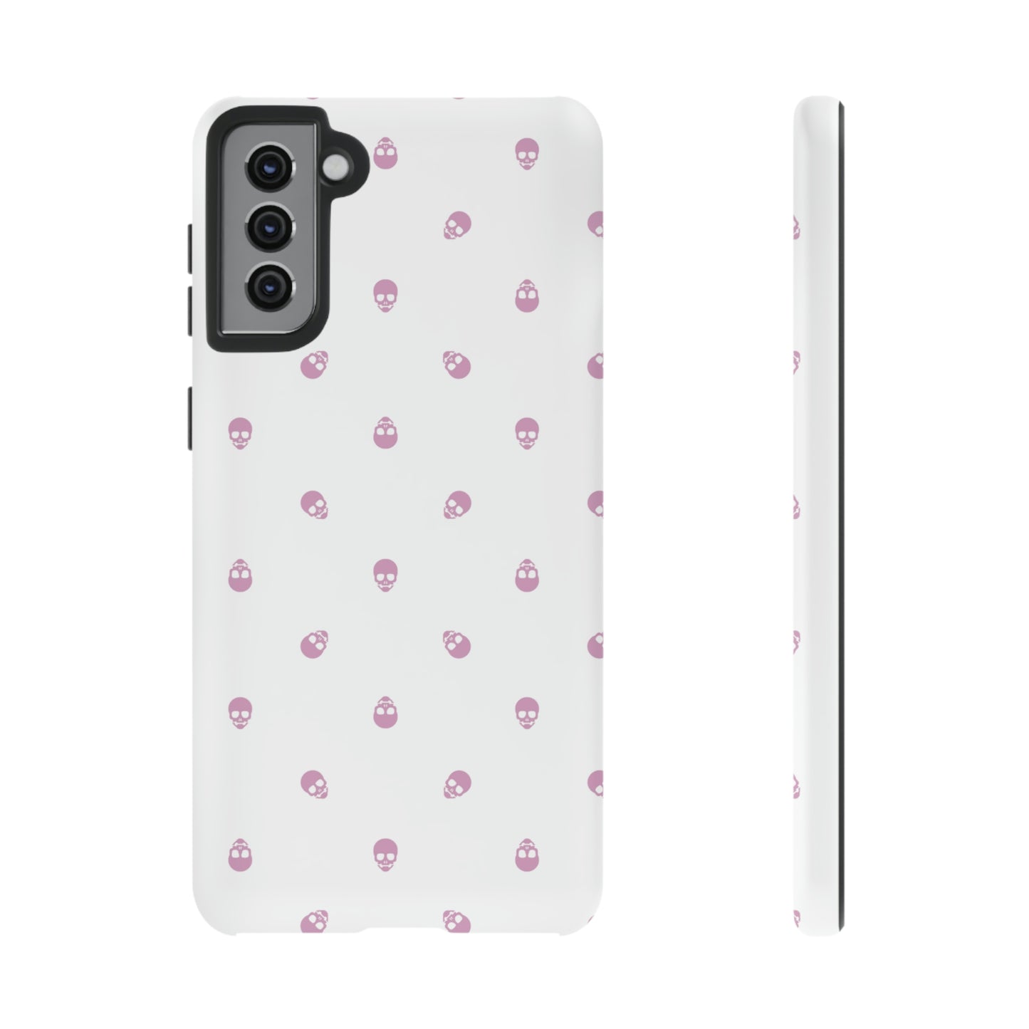 Tough Cases for Iphone, Samsung, Pixel - Fondant Pink Skull Pattern on White