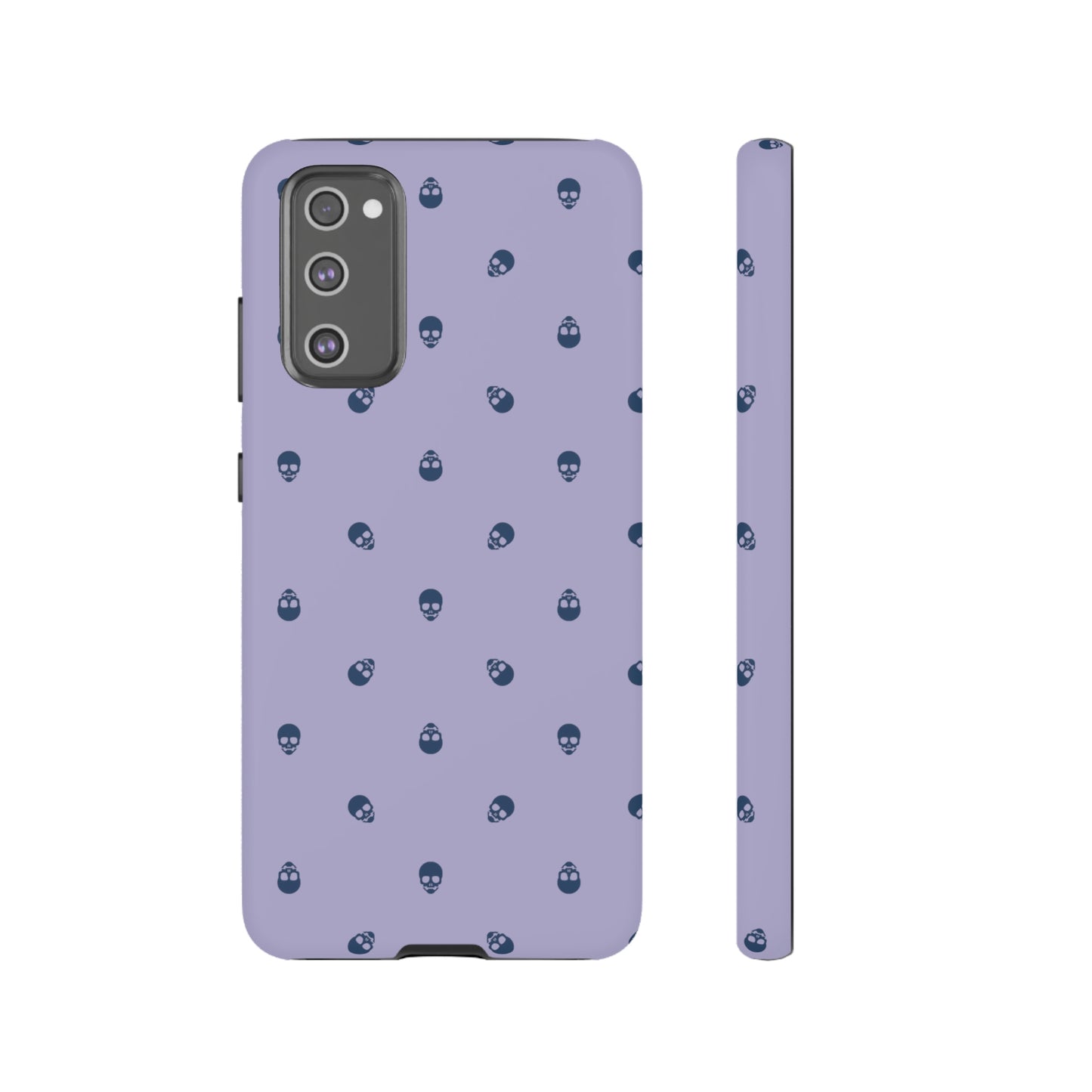 Tough Cases for Iphone, Samsung, Pixel - Lazuli Blue Skulls Pattern on Digital Lavender