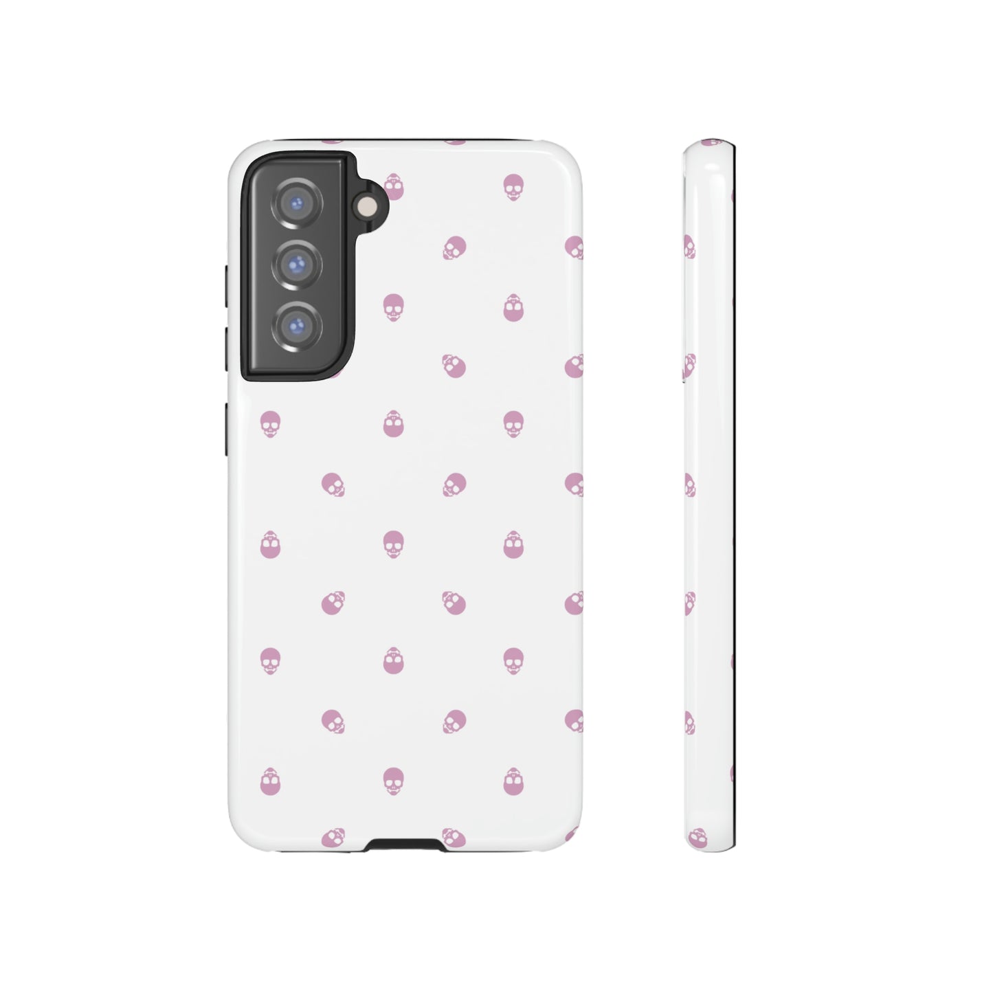 Tough Cases for Iphone, Samsung, Pixel - Fondant Pink Skull Pattern on White