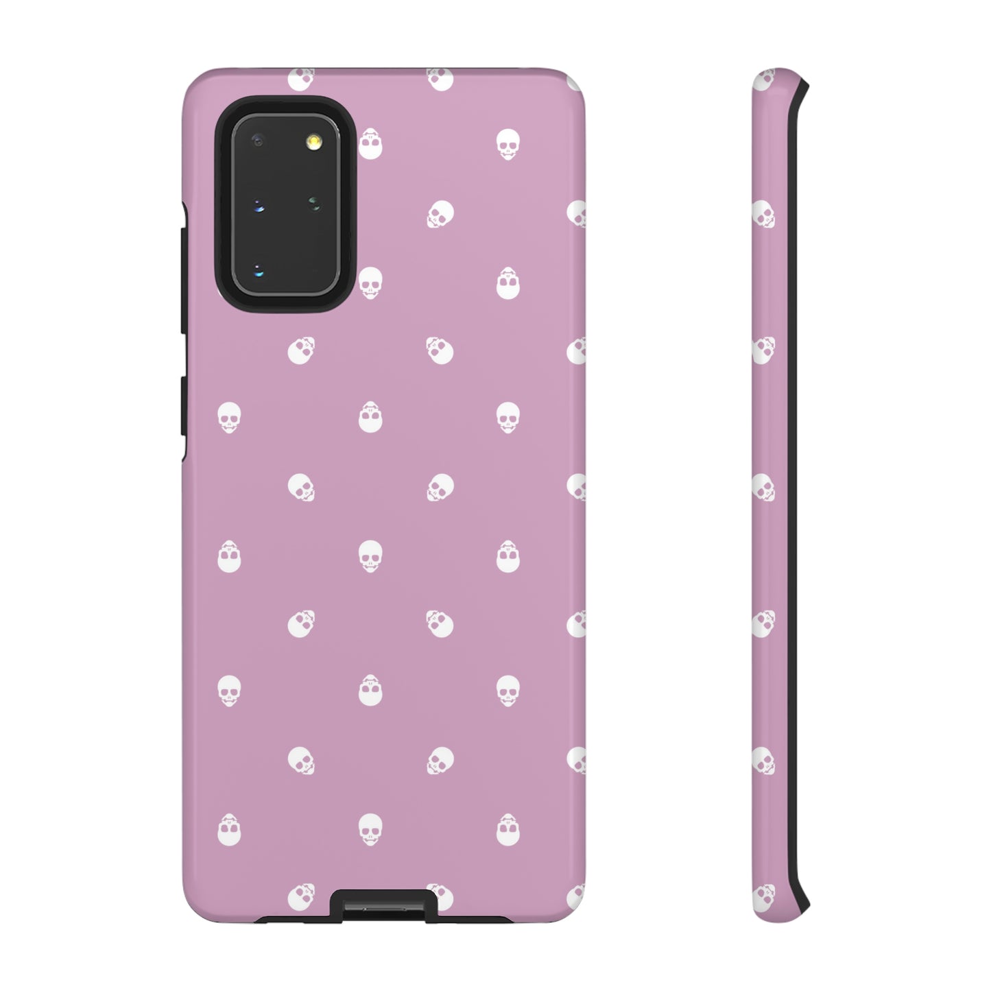 Tough Cases for Iphone, Samsung, Pixel - White Skulls Pattern on Fondant Pink