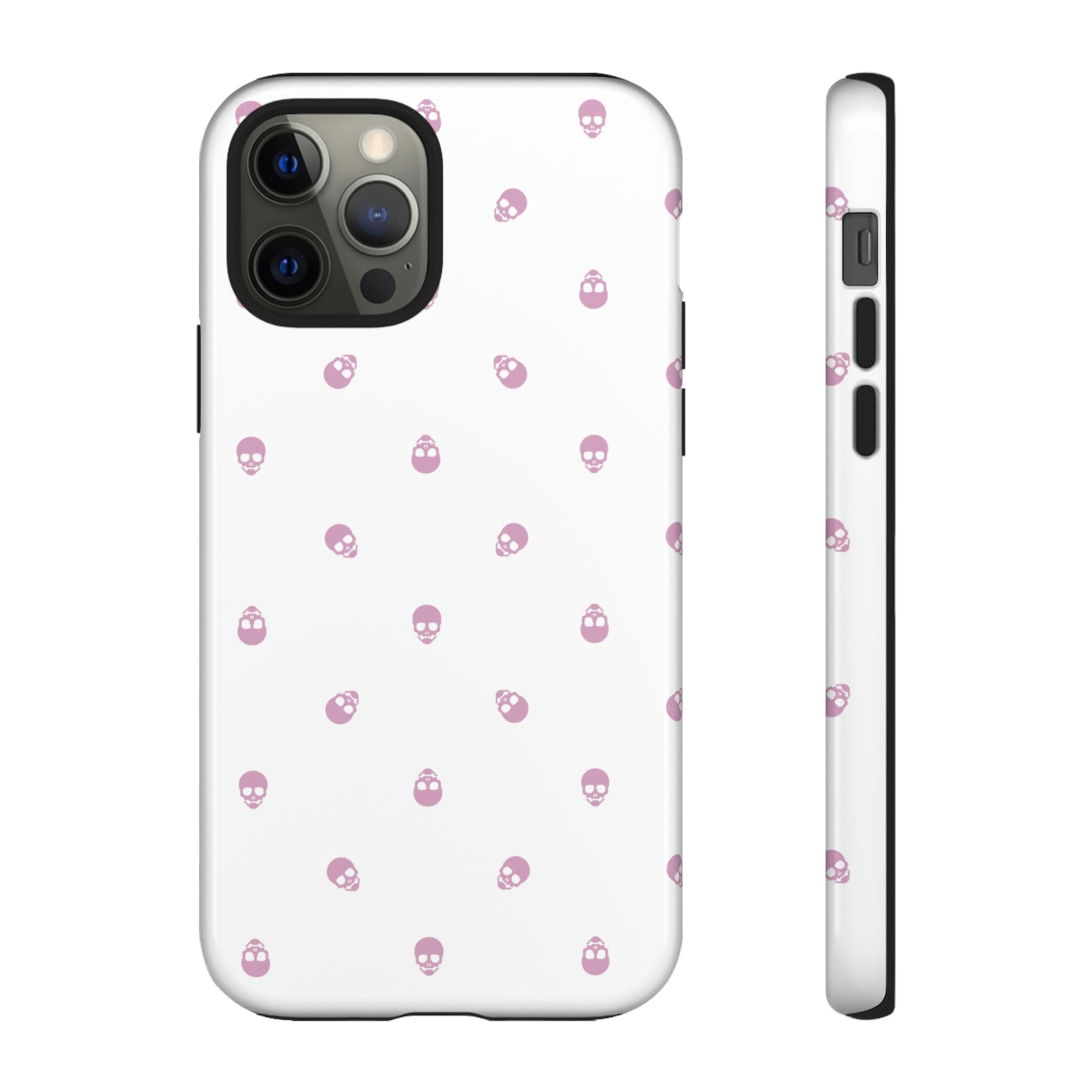 Tough Cases for Iphone, Samsung, Pixel - Fondant Pink Skull Pattern on White