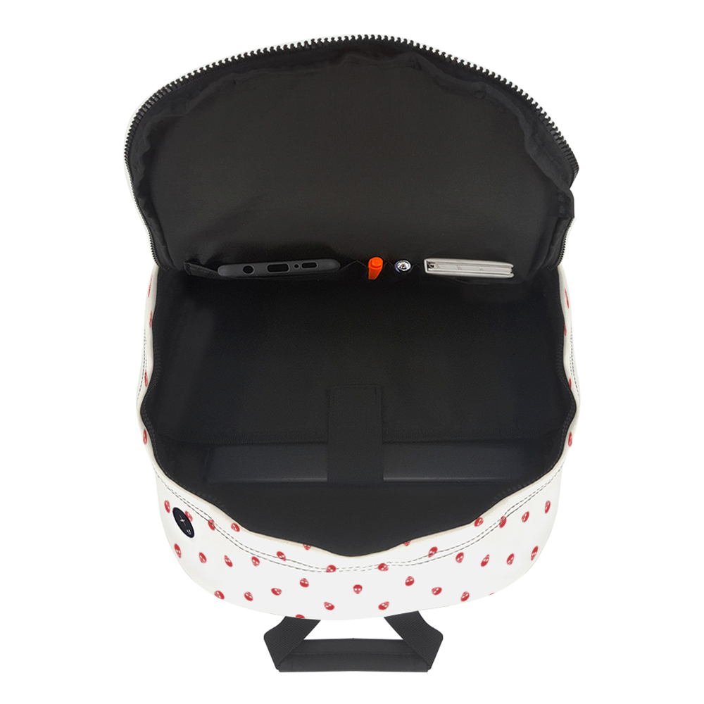 Backpack in White with Luscious Red Skull Pattern