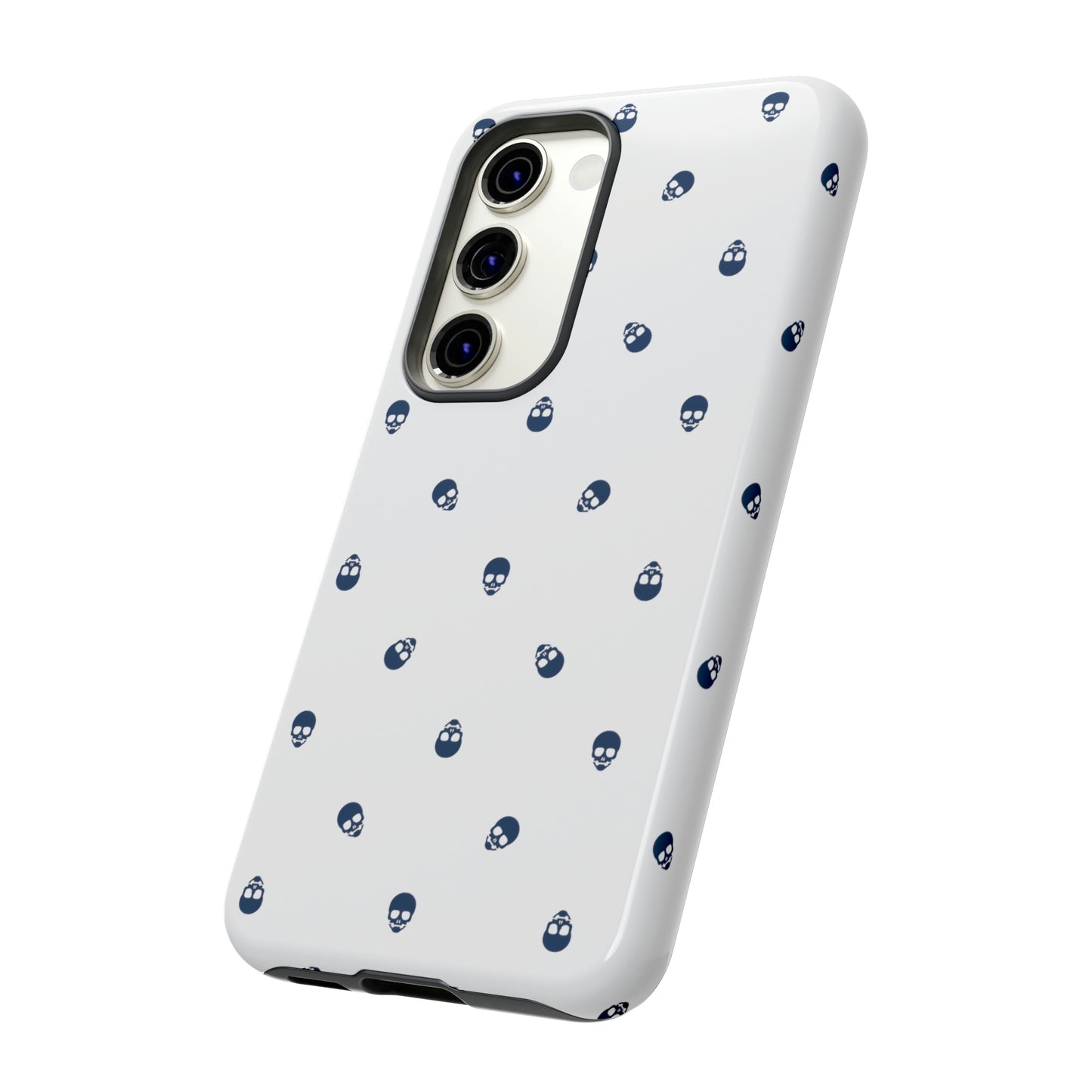 Tough Cases for Iphone, Samsung, Pixel - Lazuli Blue Skulls Pattern on White