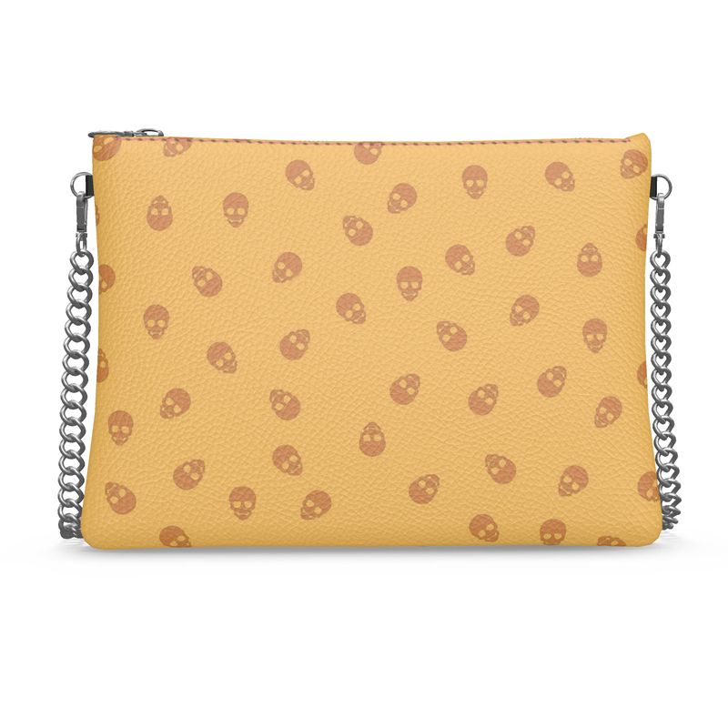 Crossbody Bag With Chain in Honeycomb with Sundial Skulls