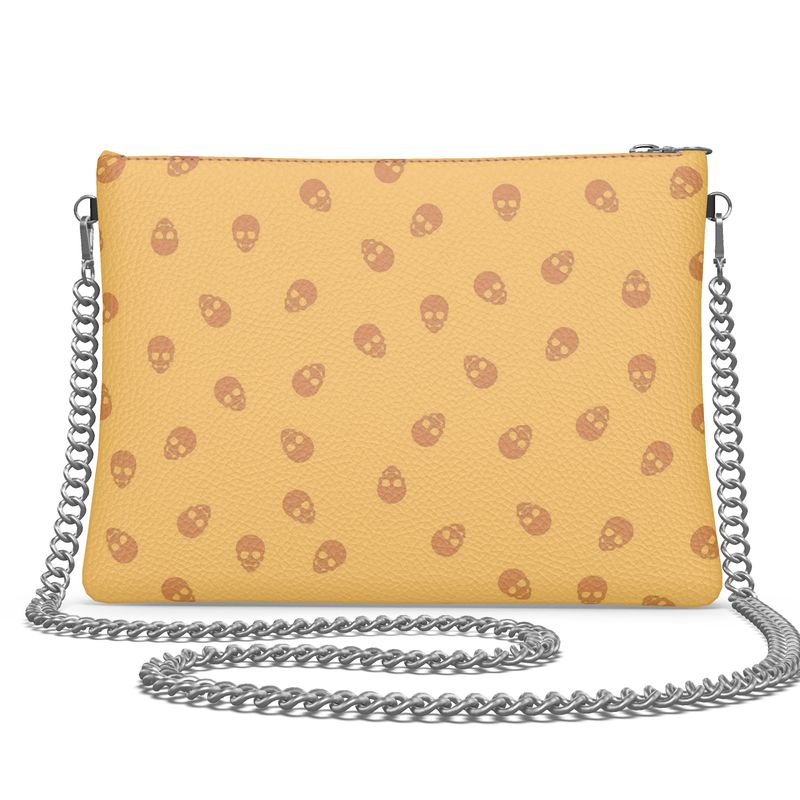 Crossbody Bag With Chain in Honeycomb with Sundial Skulls