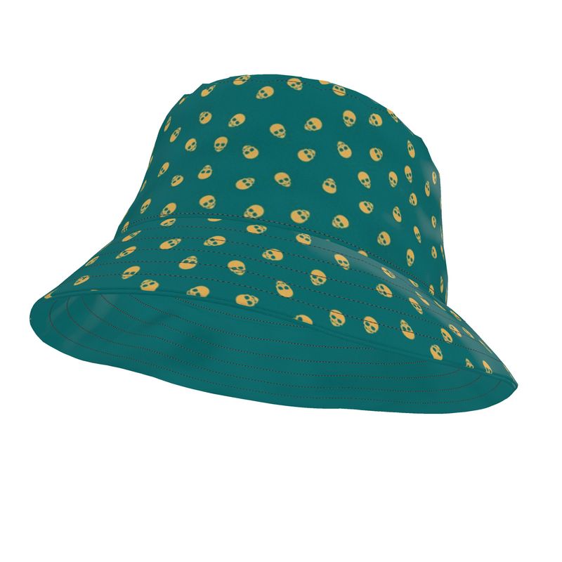 Bucket Hat in Verdigris with Honeycomb Skulls