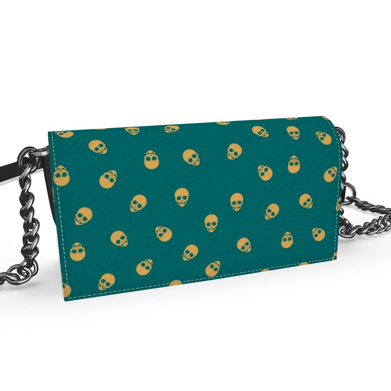 The 'Kenway' Evening Bag in Verdigris with Honeycomb Skulls