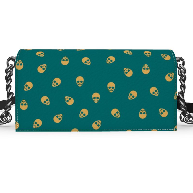 The 'Kenway' Evening Bag in Verdigris with Honeycomb Skulls