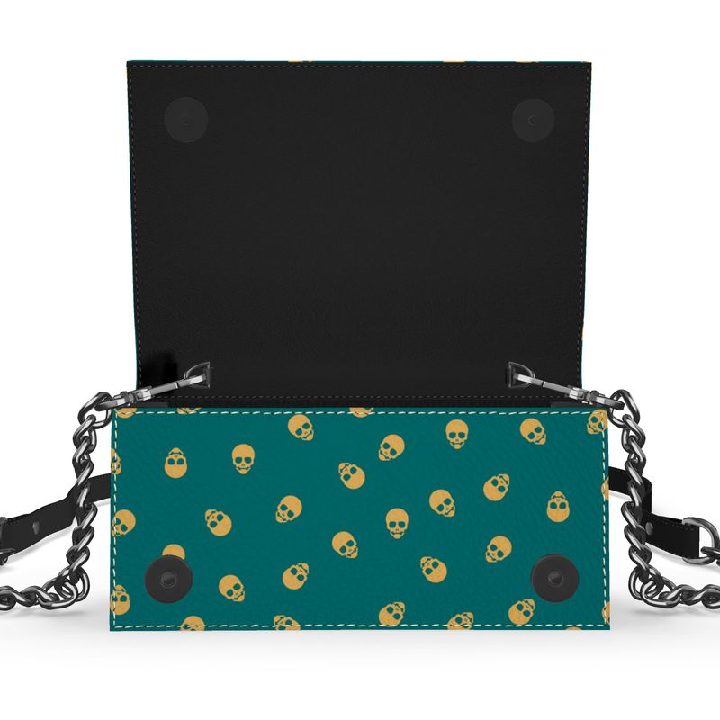 The 'Kenway' Evening Bag in Verdigris with Honeycomb Skulls