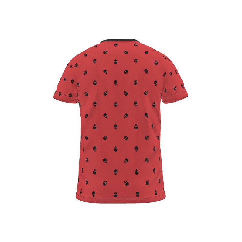 Luscious Red with Black Skull Pattern T-Shirt