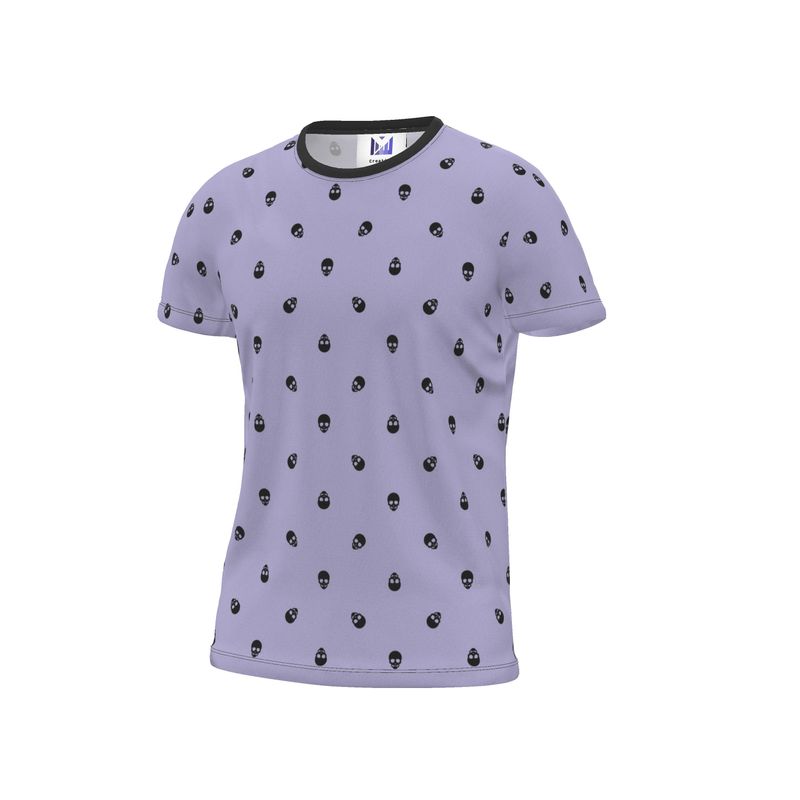 Digital Lavender with Black Skull Pattern T-Shirt