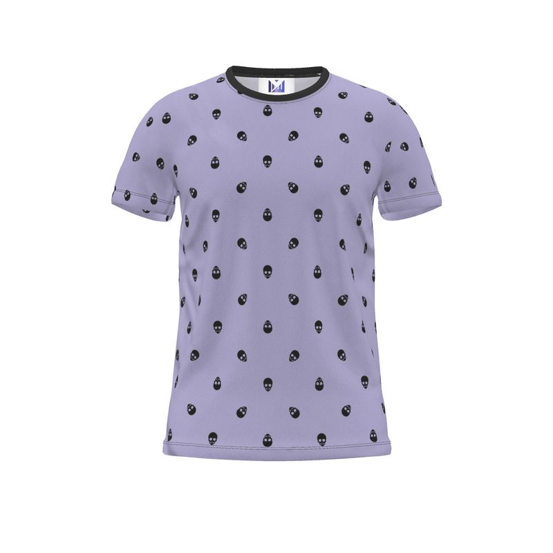 Digital Lavender with Black Skull Pattern T-Shirt