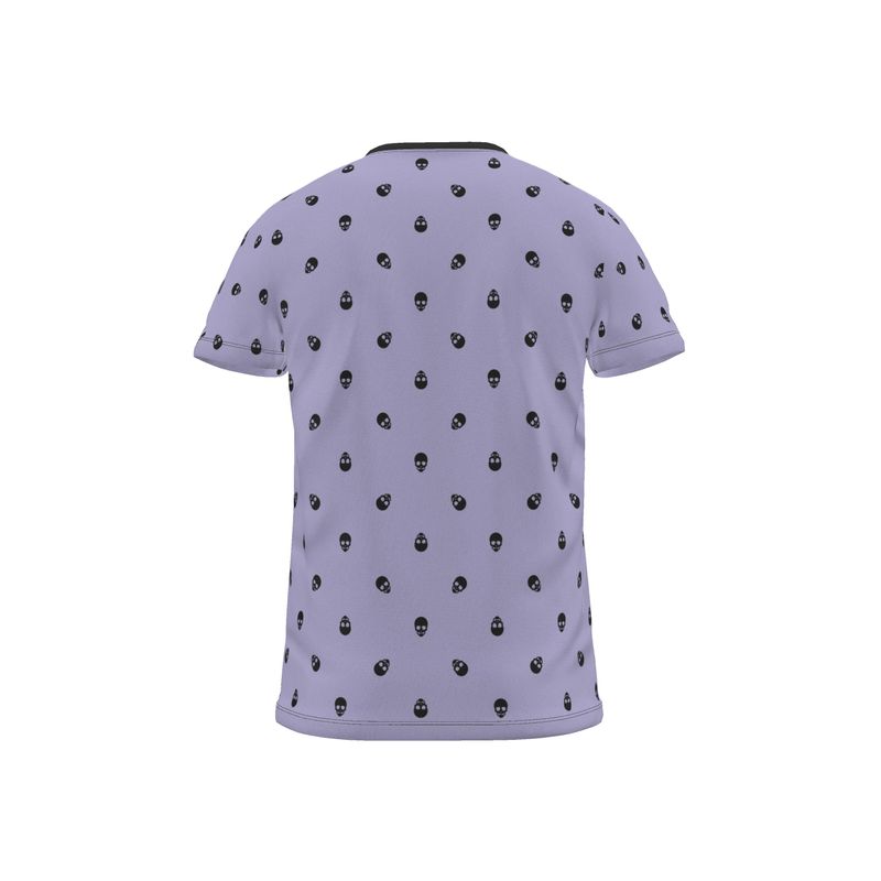 Digital Lavender with Black Skull Pattern T-Shirt