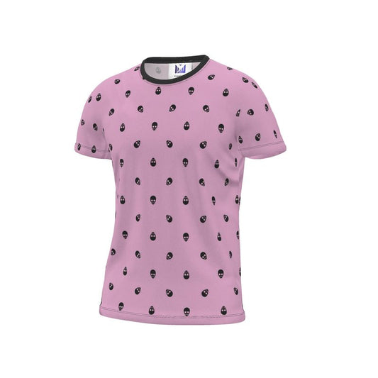 Fondant Pink with Black Skull Pattern T-Shirt