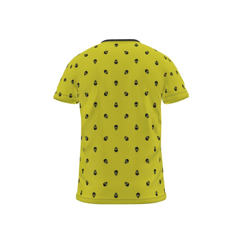 Limey Yellow with Black Skull Pattern T-Shirt