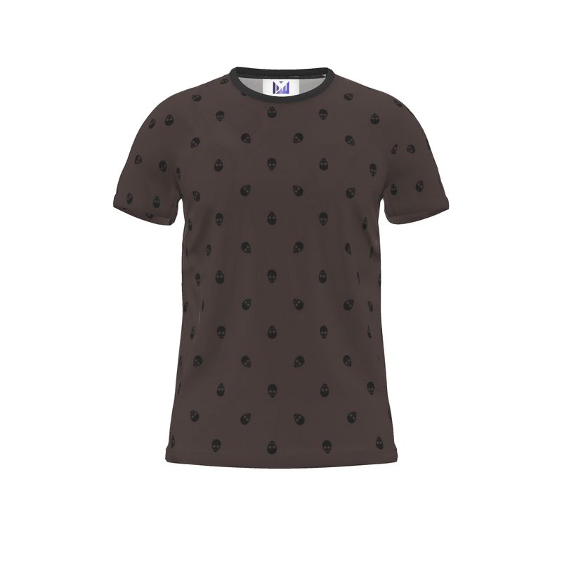 Dark Oak with Black Skull Pattern T-Shirt