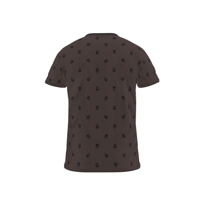 Dark Oak with Black Skull Pattern T-Shirt