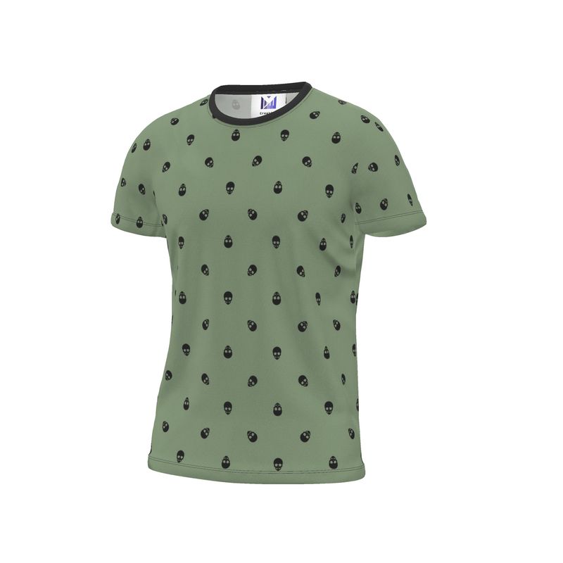 Jade Green with Black Skull Pattern T-Shirt