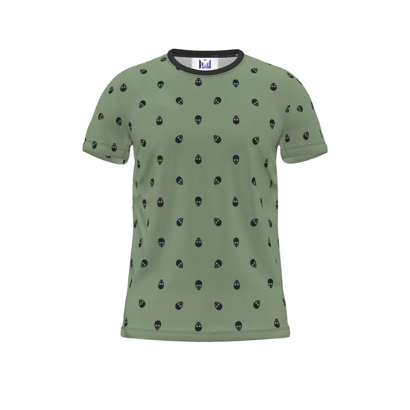 Jade Green with Black Skull Pattern T-Shirt