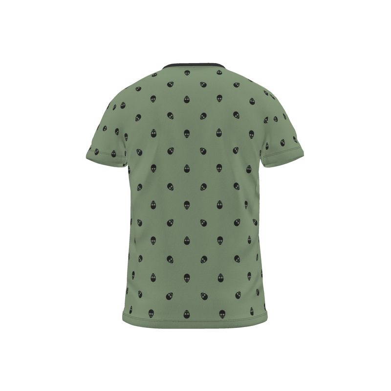 Jade Green with Black Skull Pattern T-Shirt