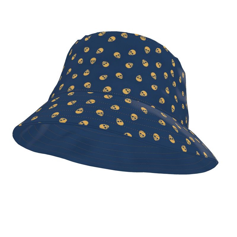 Bucket Hat in Lazuli Blue with Honeycomb Skulls