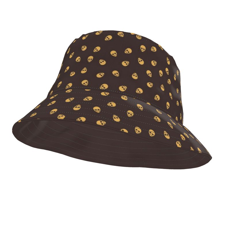 Bucket Hat in Dark Oak with Honeycomb Skulls