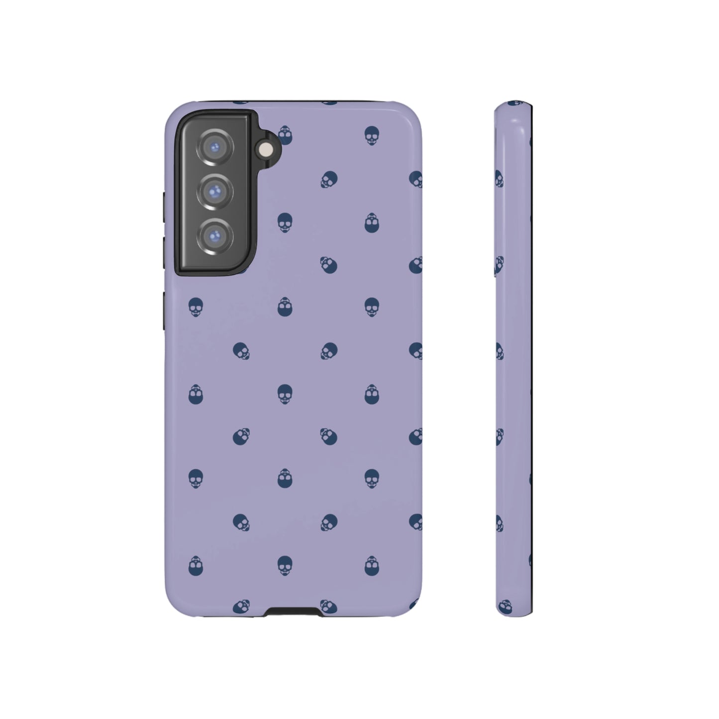 Tough Cases for Iphone, Samsung, Pixel - Lazuli Blue Skulls Pattern on Digital Lavender