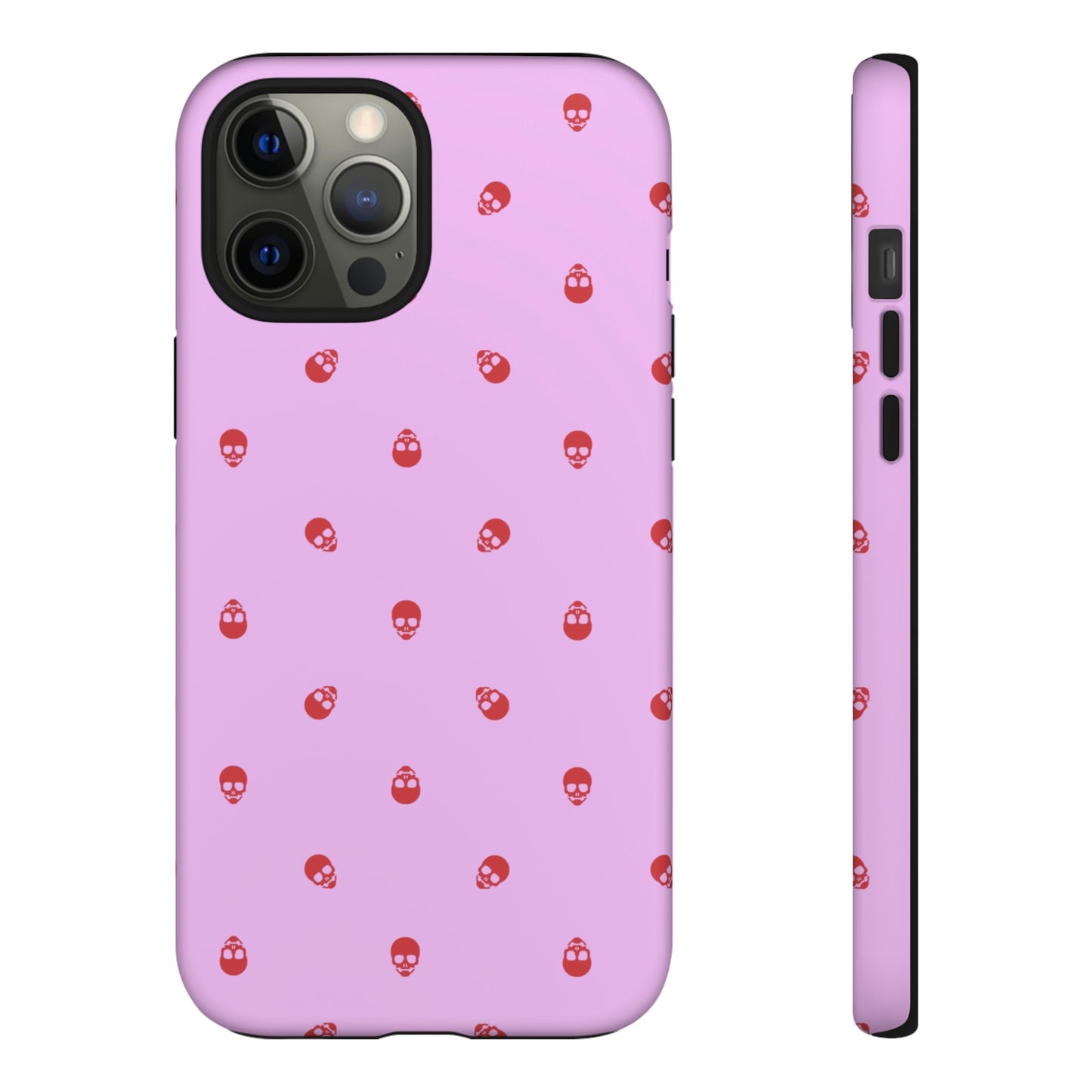 Tough Cases for Iphone, Samsung, Pixel - Luscious Red Skulls on Fondant Pink