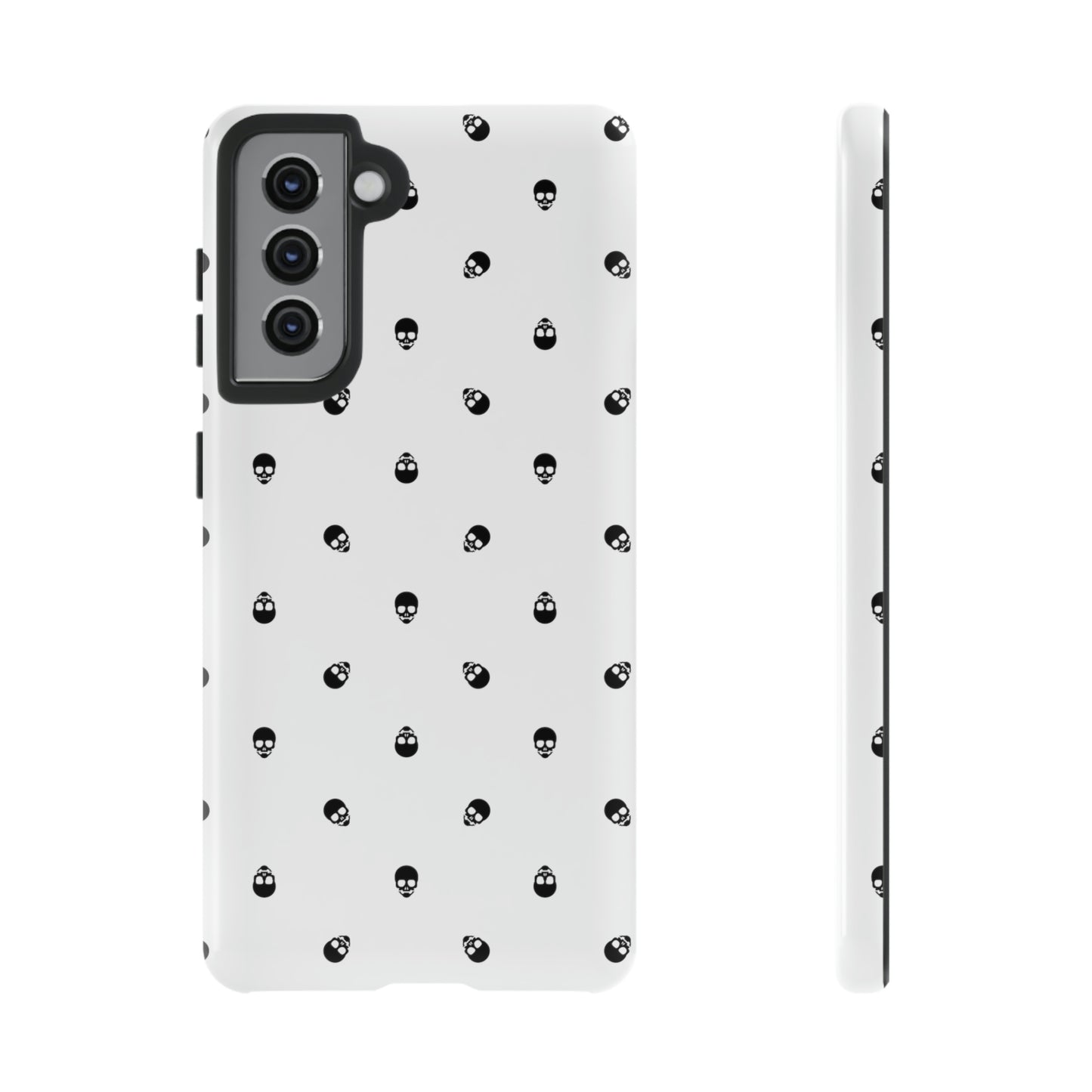 Tough Cases for Iphone, Samsung, Pixel - Black Skull Pattern on White