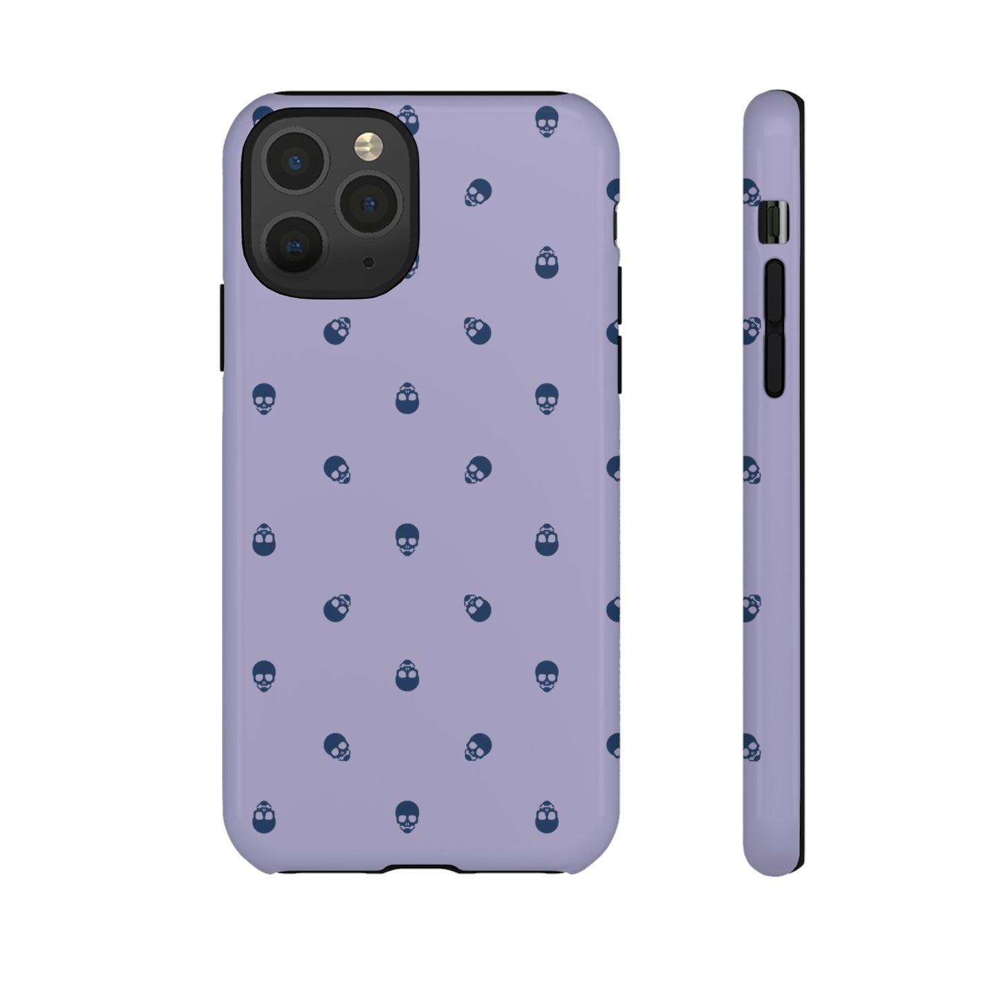 Tough Cases for Iphone, Samsung, Pixel - Lazuli Blue Skulls Pattern on Digital Lavender